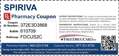 We link directly to the manufacturer and access is completely free. Spiriva Coupon - Free Prescription Savings at Pharmacies Nationwide