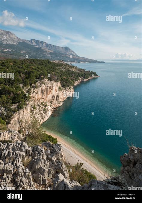 Famous Nugal Beach On Makarska Riviera Aerial View Stock Photo Alamy