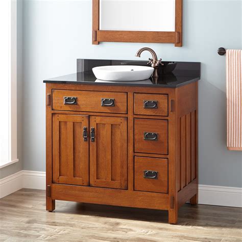 36 American Craftsman Vanity For Semi Recessed Sink Rustic Oak Oak