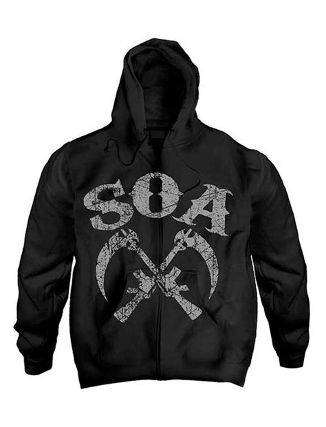 Sons Of Anarchy Crossed Sickle Zip Up Hoodie Sweatshirt Ebay