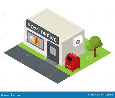 Vector Isometric Flat Post Office And Mail Box Stock Vector