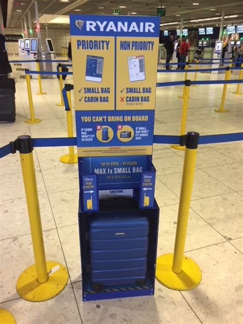 It must be less than 40 × 20 × 25 cm and you have to be able to carry it yourself in hand. Ryanair's New Cabin Bag Policy Commences On Monday 15 Jan ...