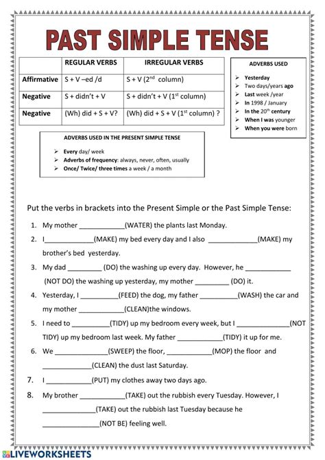 Past Simple Tense Grammar Worksheet