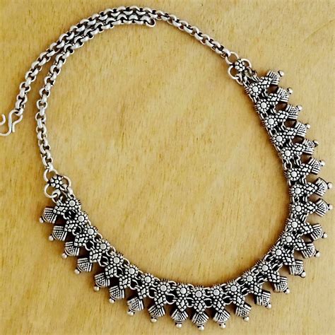 Kolhapuri Oxidized Silver Necklace Art Jewelry Women Accessories