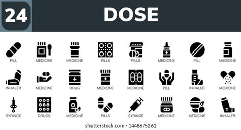 Dose Icon Set 24 Filled Dose Stock Vector Royalty Free 1448675261