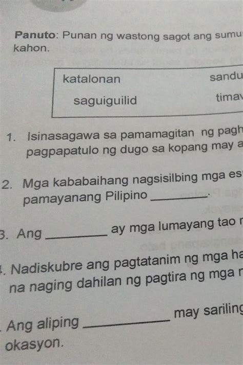 Punan Ng Wastong Sagot Ang Sumusunod Na Patlang Brainlyph