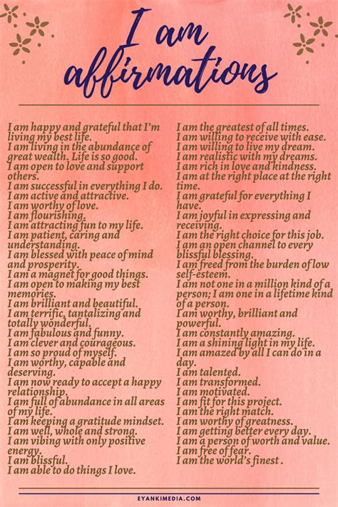 Daily Positive Affirmations List Positive Affirmations Images