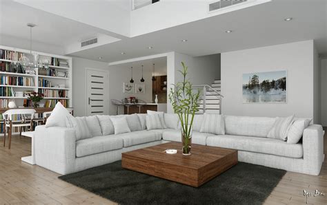 Fil house is a one and a half story single family home. White L shaped sofa | Interior Design Ideas.