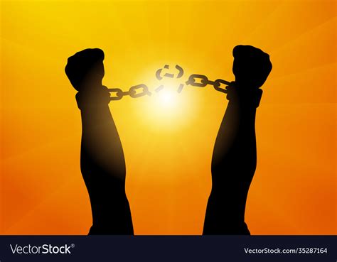 Silhouette Male Hands Breaking Chain Royalty Free Vector