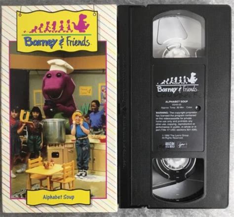 Barney And Friends Alphabet Soup 1992 Vhs Tape Oop Purple Dinosaur Time