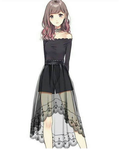 Pretty Black Outfit Bocetos De Vestido Vestidos Dibujo Anime Ropa