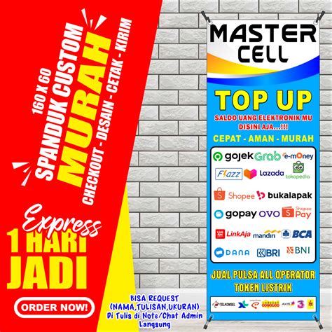 SPANDUK BANNER BACKDROP KONTER PULSA TOP UP /CETAK SPANDUK KONTER PULSA