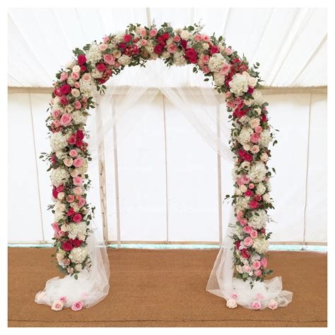 Pink Rose And Hydrangea Wedding Ceremony Arch Surrey Wedding Flowers