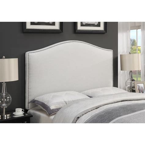 Full Queen Upholstered Headboard In White Fabric Homesquare