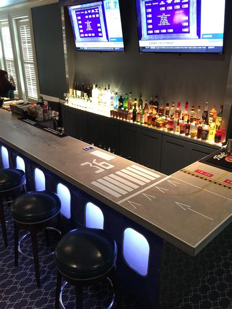 Airport Themed Bar With Runway Printed Bar Top Aviation Room