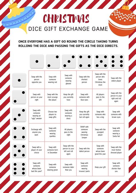 Christmas T Exchange Dice Game Printable Party Game Christmas Group