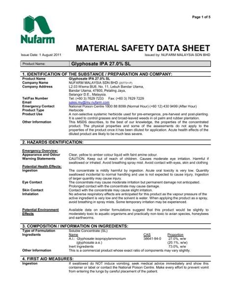 Material Safety Data Sheet 40 Off