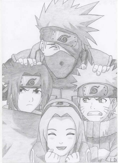 Naruto And Sasuke And Sakura And Kakashi Drawing Nutoru