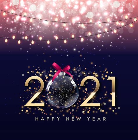 Happy New Year 2021 Winter Holiday Greeting Card Design Template Party