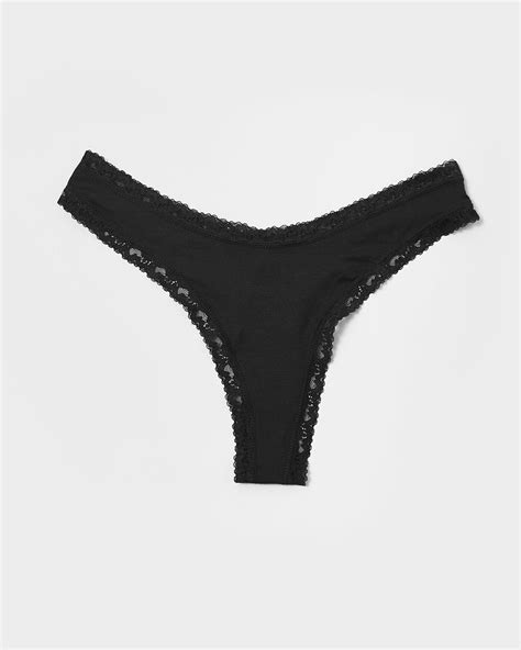 thong black sustainable tencel™ lace underwear n stripe and stare