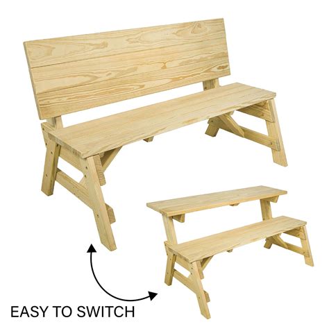 centerville amish heavy duty 2 in 1 transforming convertible bench picnic table