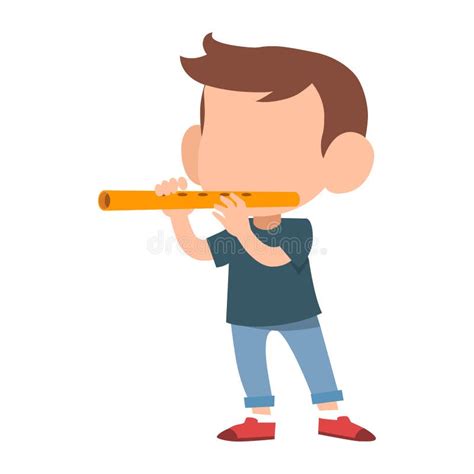 A Boy Playing The Flute On A White Background Vector Illustration Eps