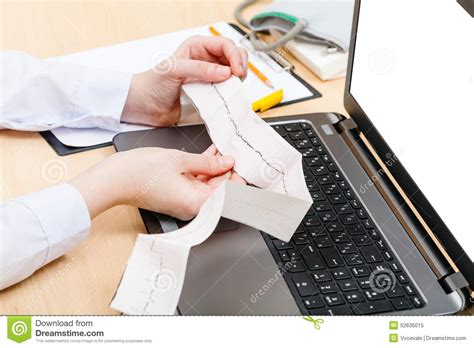 Physician Examines Patient Electrocardiogram Stock Image Image Of