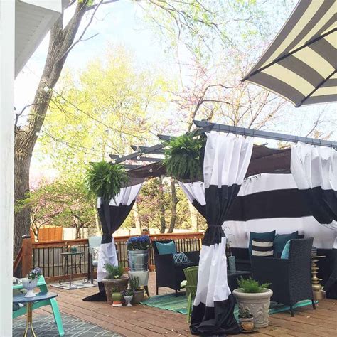 Diy Cabana Update On A Budget Using Striped Shower Curtains