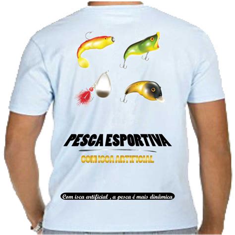 Camiseta Pesca Esportiva Plug e Glow com Isca Artificial a Pesca é