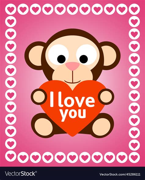 Valentines Day Background With Monkey Royalty Free Vector