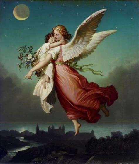 Victorian Angel Vintage Guardian Angel Carries Child This Painting By