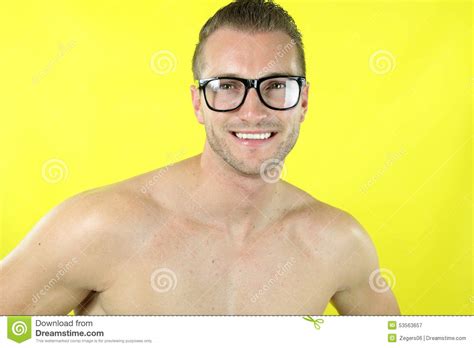 Muscular Man Wearing A Pair Of Glasses Stock Image Image Of Nice Modern 53563657