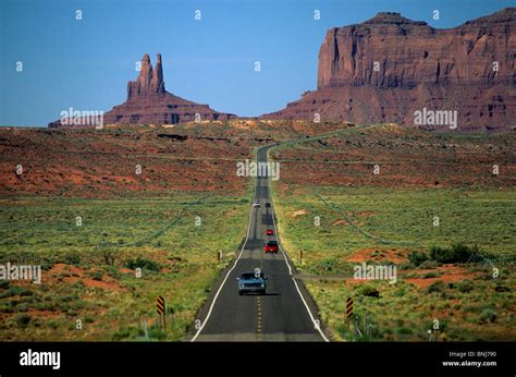 Usa Arizona Monument Valley Road Cars Automobiles Rock Towers Highway
