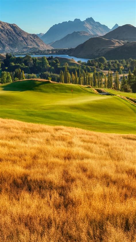 Golf Course 4k Wallpaper Landscape Mountains Lake Par 3 Green