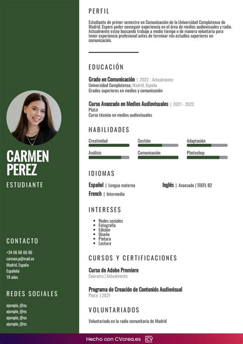Currículum Estudiante Plantilla Y Ejemplo Guía 2024