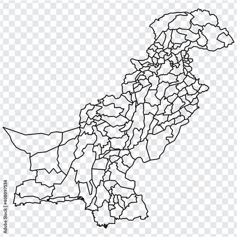 Vettoriale Stock Blank Map Islamic Republic Of Pakistan Districts Of