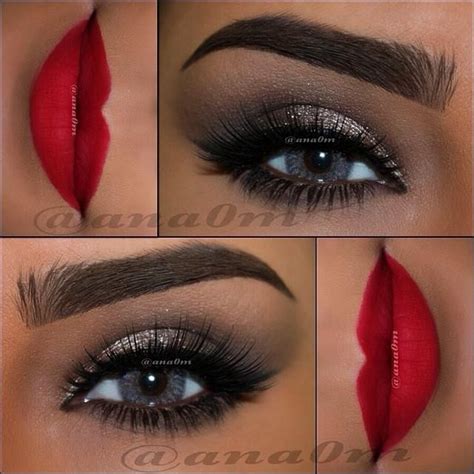 Dark Gold Smokey Eye With A Bold Red Lip Red Lip Makeup