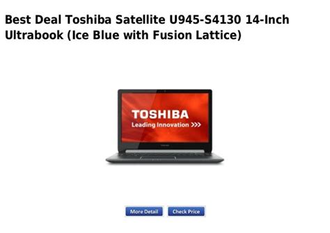 Toshiba Satellite U945 S4130 14 Inch Ultrabook Ice Blue With Fusion Lattice