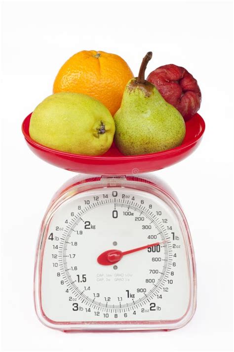 Kitchen Weight Scale With Diversity Fruit Stock Photo Image Of Home