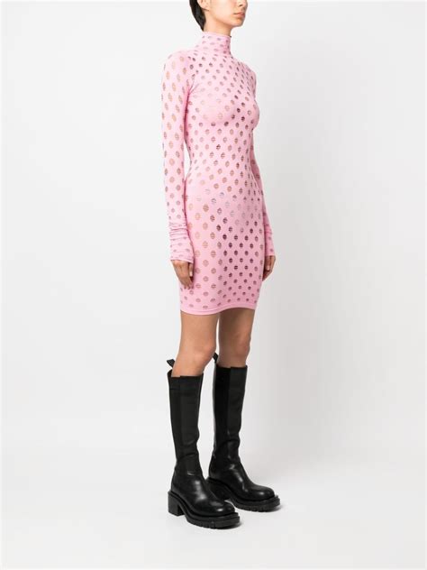 Maisie Wilen Long Sleeved Perforated Mini Dress In Pink Modesens