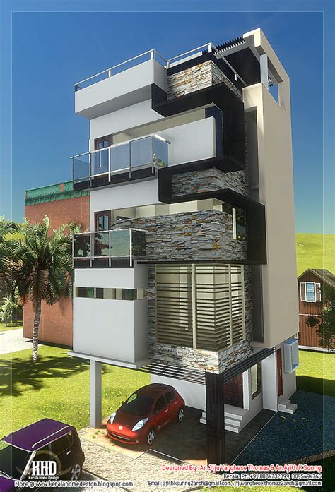 We've included both smaller houses and large ones with very precise dimensions so our customers can find what they want within their constraints. 3 Floor contemporary narrow home design | House Design Plans