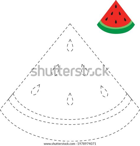 Watermelon Tracing Worksheet Kindergarten Activity Preschool Stockvector Rechtenvrij