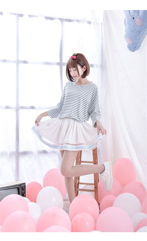 Japanese Sweet Mori Girl Kawaii Preppy Style Cute Stripe Bust Skirt