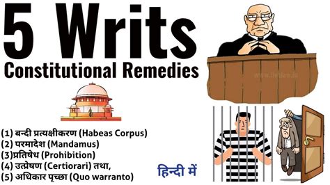 5 Types Of Writs Constitutional Remedies Article 32 And Article 226