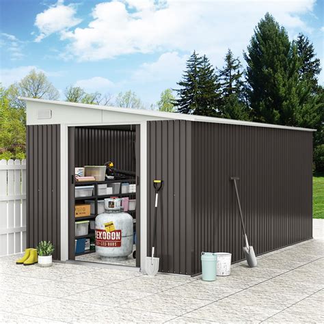9x11 FT Outdoor Metal Storage Shed, Steel Garden Shed with Air Vent and