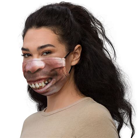 Funny Face Mask Ugly Teeth Crazy Premium Face Mask Prank Etsy