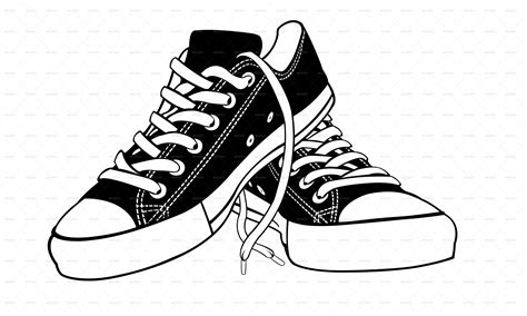 Shoes Illustration Sepatu Converse Sepatu Hitam Dan Putih