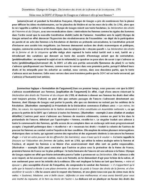 DDFC-Olympe de Gouges-Dissertation rédigée (1) | PDF | Droits de l