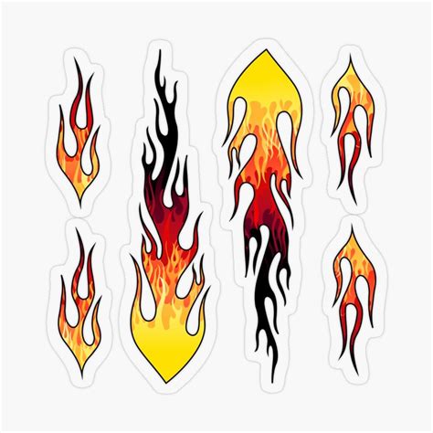 Red Hot Rod Flames On Edge Black Background Sticker By Wickedrefined