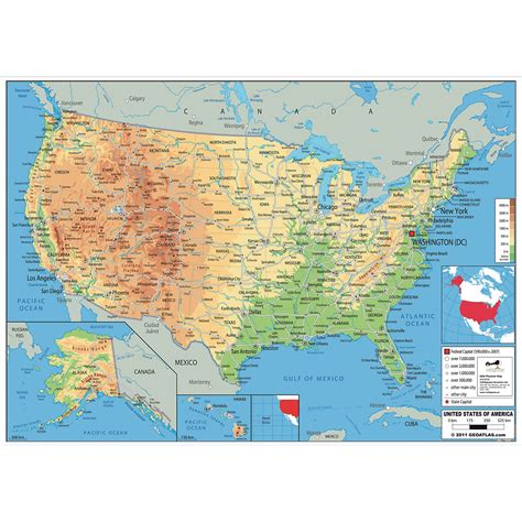 Physical Map Of Usa G1350669 Gls Educational Supplies